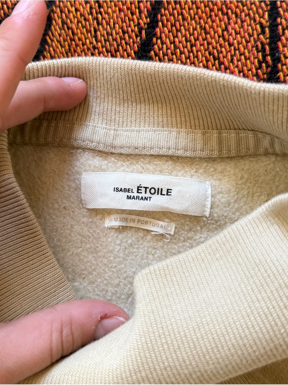 Isabel Marant Etoile Moby Sweatshirt Tan Velvet Logo Size 4 - Picture 4 of 6